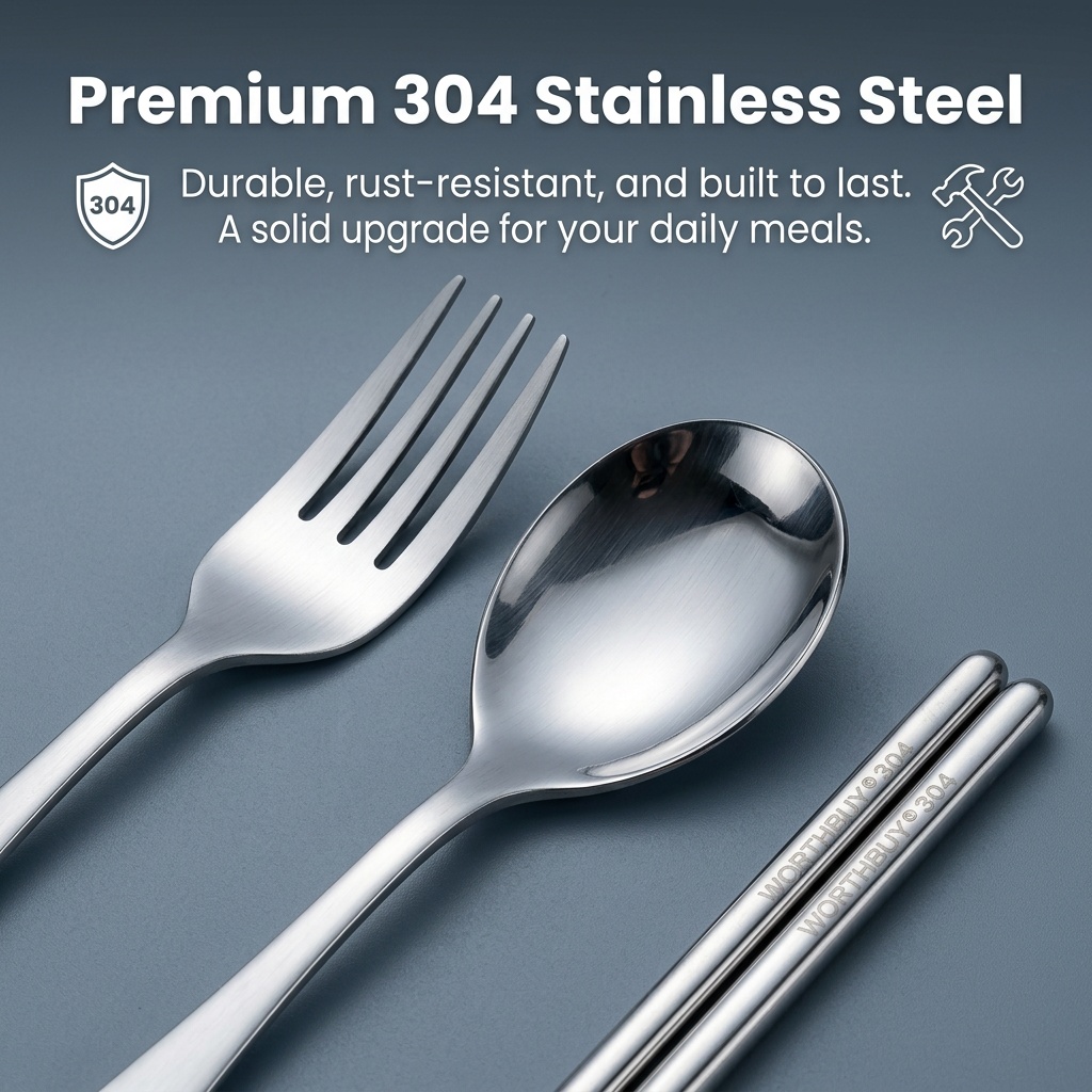 Portable Cutlery Set Stainless - Outdoor Camping Uk recension och pris