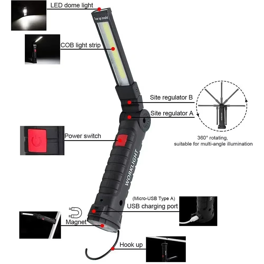 Portable LED Flashlight with M - Outdoor Camping Accessories recension och pris
