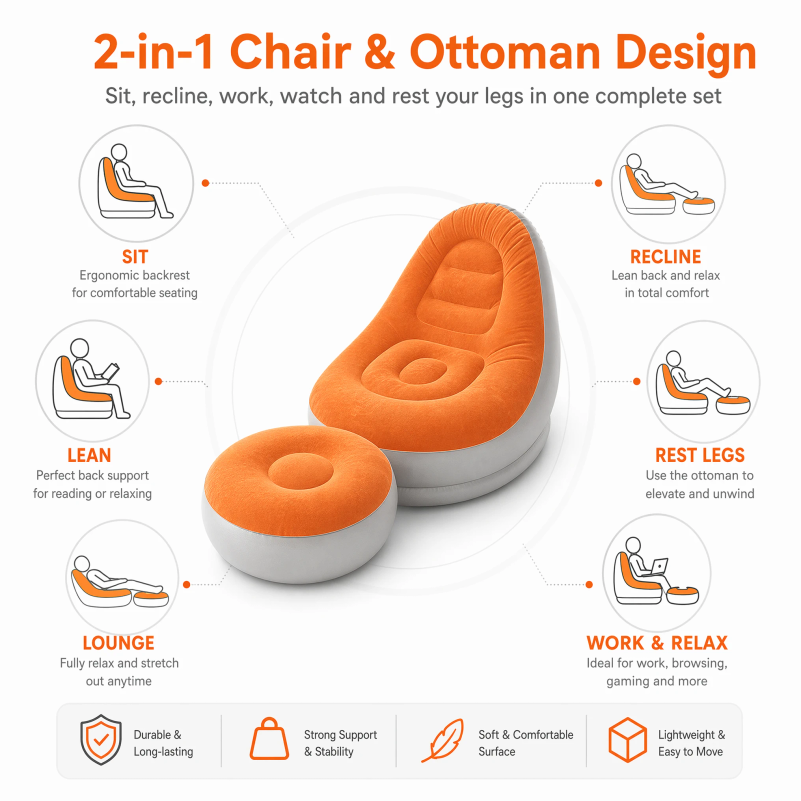 Flocking Inflatable Lazy Sofa  - Outdoor Indoor Camping recension och pris