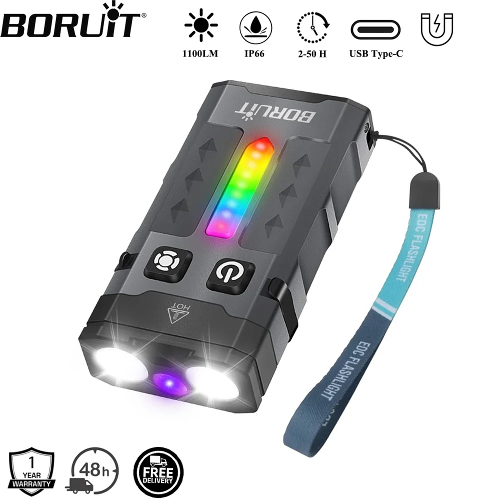 BORUiT EV20 1100LM EDC UV Keyc - Outdoor Camping Glamping recension och pris