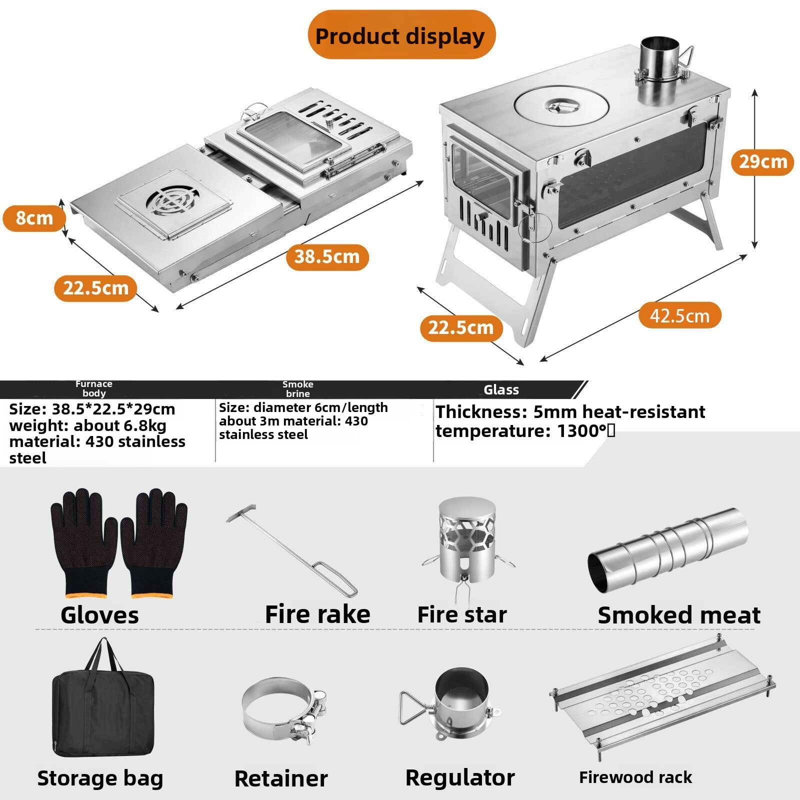 Stainless Steel Wood-Burning S - Outdoor Camping Wood Burning Stove recension och pris