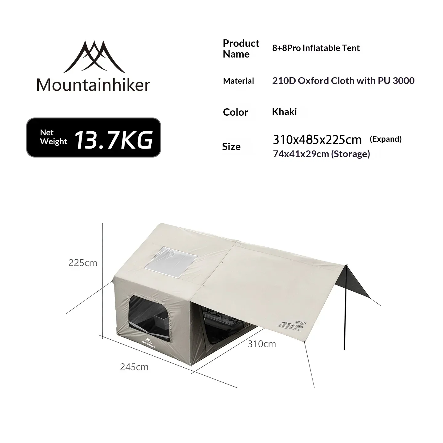 8+8㎡ MOUNTAINHIKER Inflatable  - Outdoor Camping House recension och pris