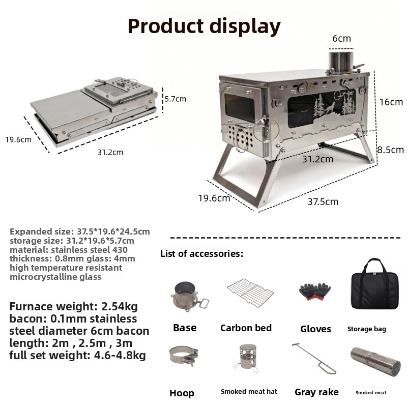 Stainless Steel Foldable Porta - Outdoor Camping Wood Burning Stove recension och pris