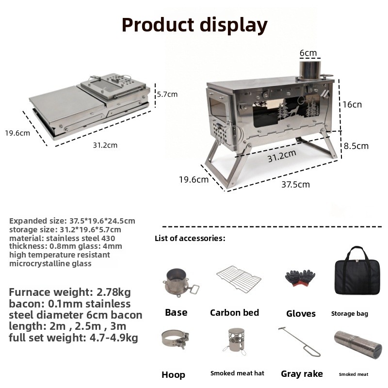 Stainless Steel Foldable Porta - Outdoor Camping Wood Burning Stove recension och pris