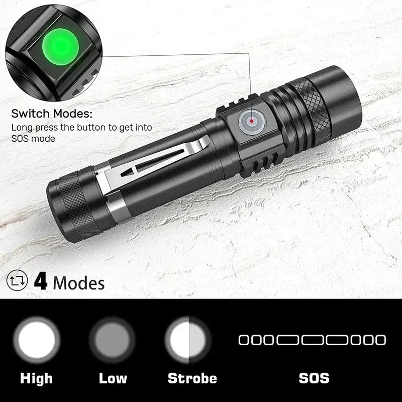 T6 LED Rechargeable Flashlight - Outdoor Camping Glamping recension och pris